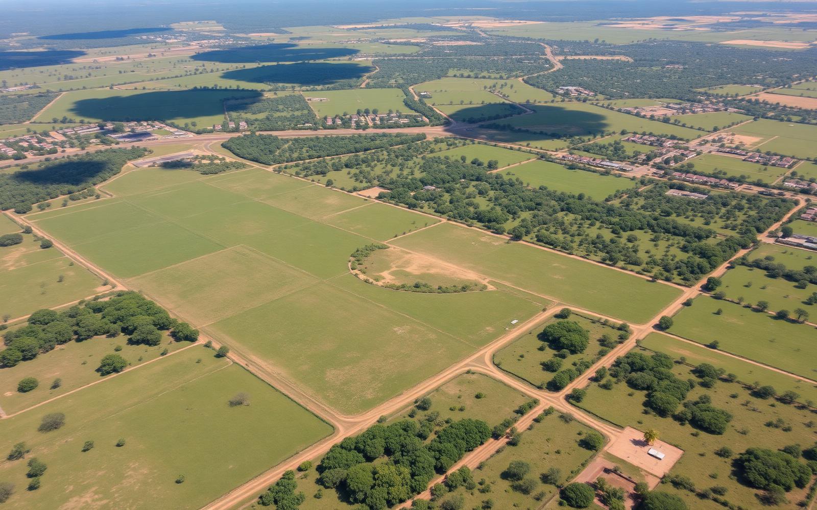 Vista aérea de terrenos loteados do Condomínio Vila dos Anjos
